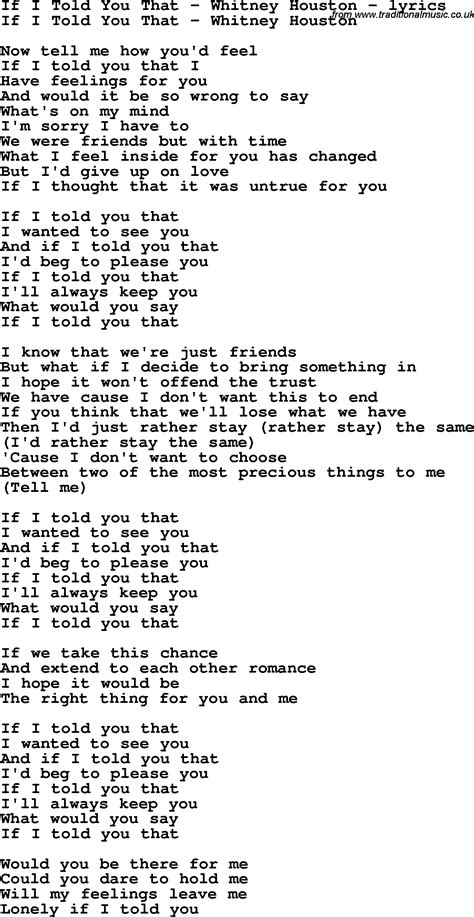 If i told you lyrics - I Never Told You Lyrics: We used to hang out, play ball / Listen to Aaron Hall / When you needed some stuff / I took you to a big mall / And I can't forget the times when I took you out to dinner ...